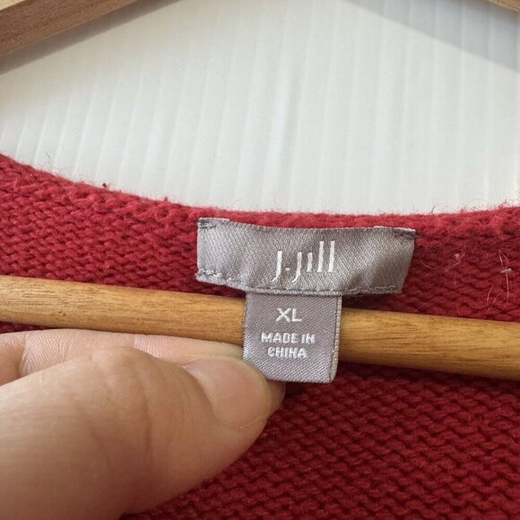 J.Jill Womens XL Red Yak Angora Reindeer Stitch Sleeve Sweater Christmas Winter - Picture 3 of 16